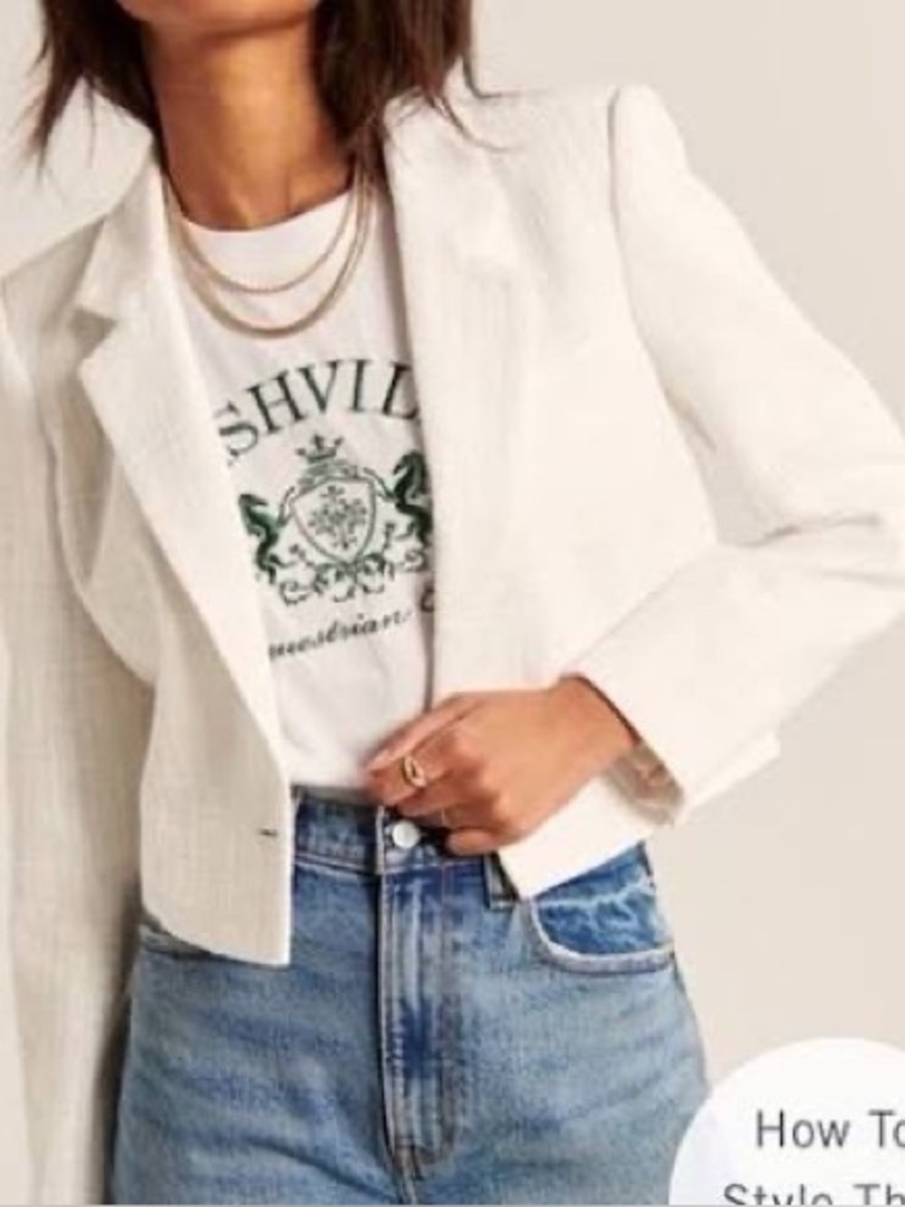 NWT Abercrombie & Fitch White Cropped Tweed Blazer